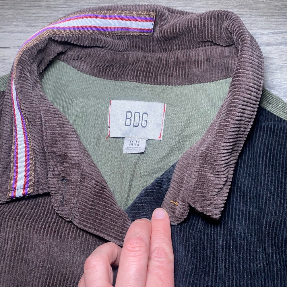 EUC 100% Cotton BDG Neutral Patchwork Corduroy Shirt Jacket Shacket - Picture 5 of 11